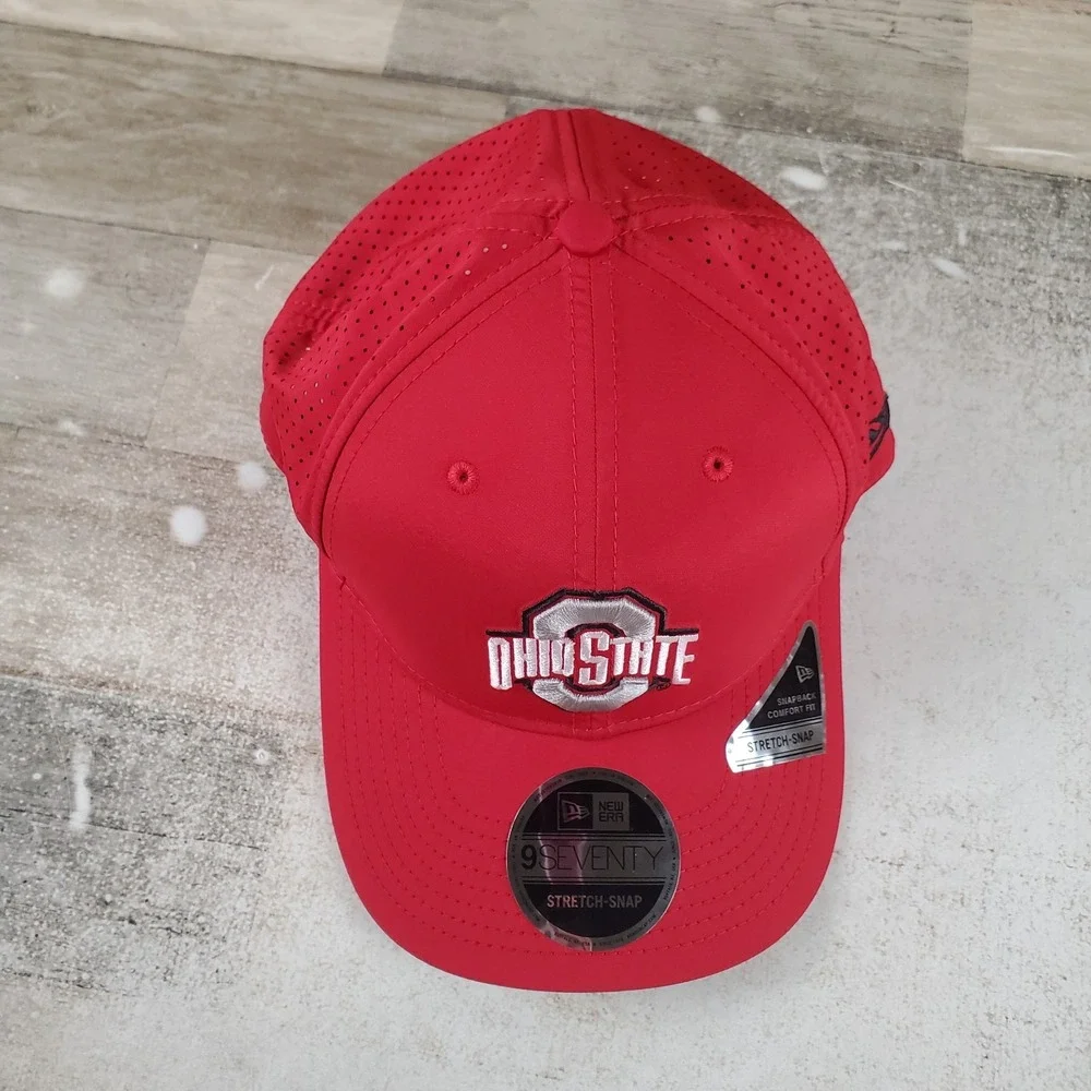 New Era Ohio State Buckeyes Hat 9SEVENTY Red Stretch Snap Trucker Adjustable Hat
